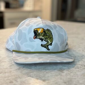Camouflage Fish Embroidered Cap - White and Green